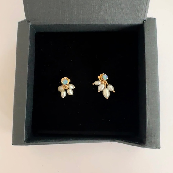 WWAKE cloudburst earrings pair opal freshwater pearl 14k gold catbird lagarconne - Picture 2 of 10